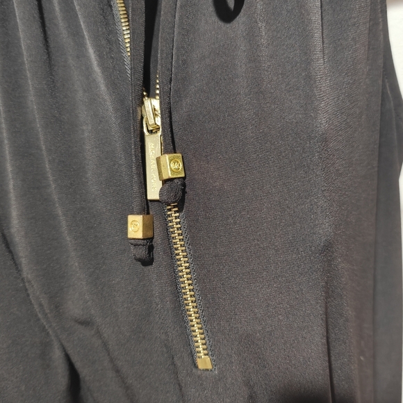 Michael Kors Little Black Dress Medium Boxy Midi Dress Gold Accents Tassels - Picture 5 of 7